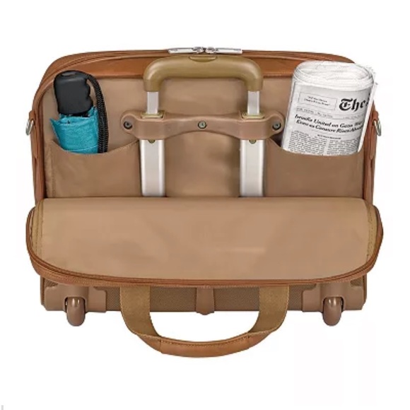 Leather solo walker overnight rolling laptop bag/briefcase - Picture 2 of 4